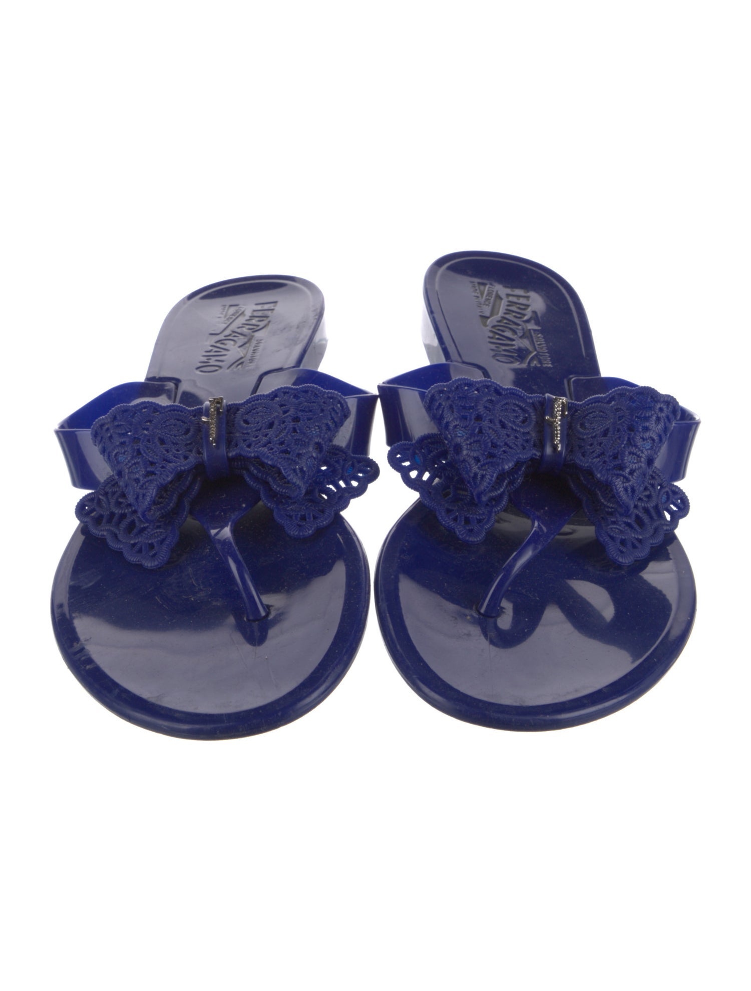 Salvatore Ferragamo Rubber Bow Accents Slides